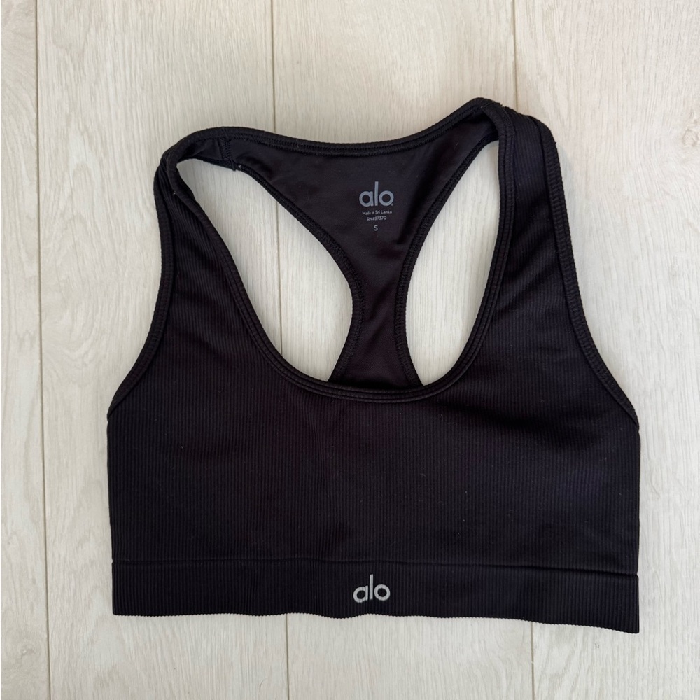 Alo Seamless Ribbed Bra Black US S